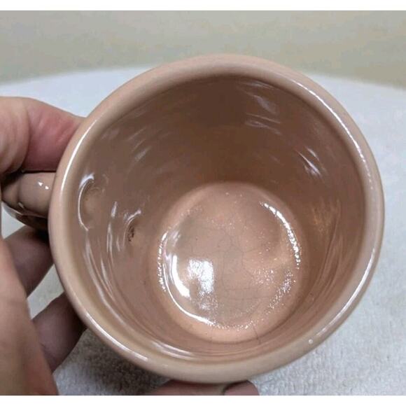 Single Vtg Frankoma Terra Cotta Pink Glazed Aztec Mayan Designed Coffee Mug/Cup - Picture 3 of 9